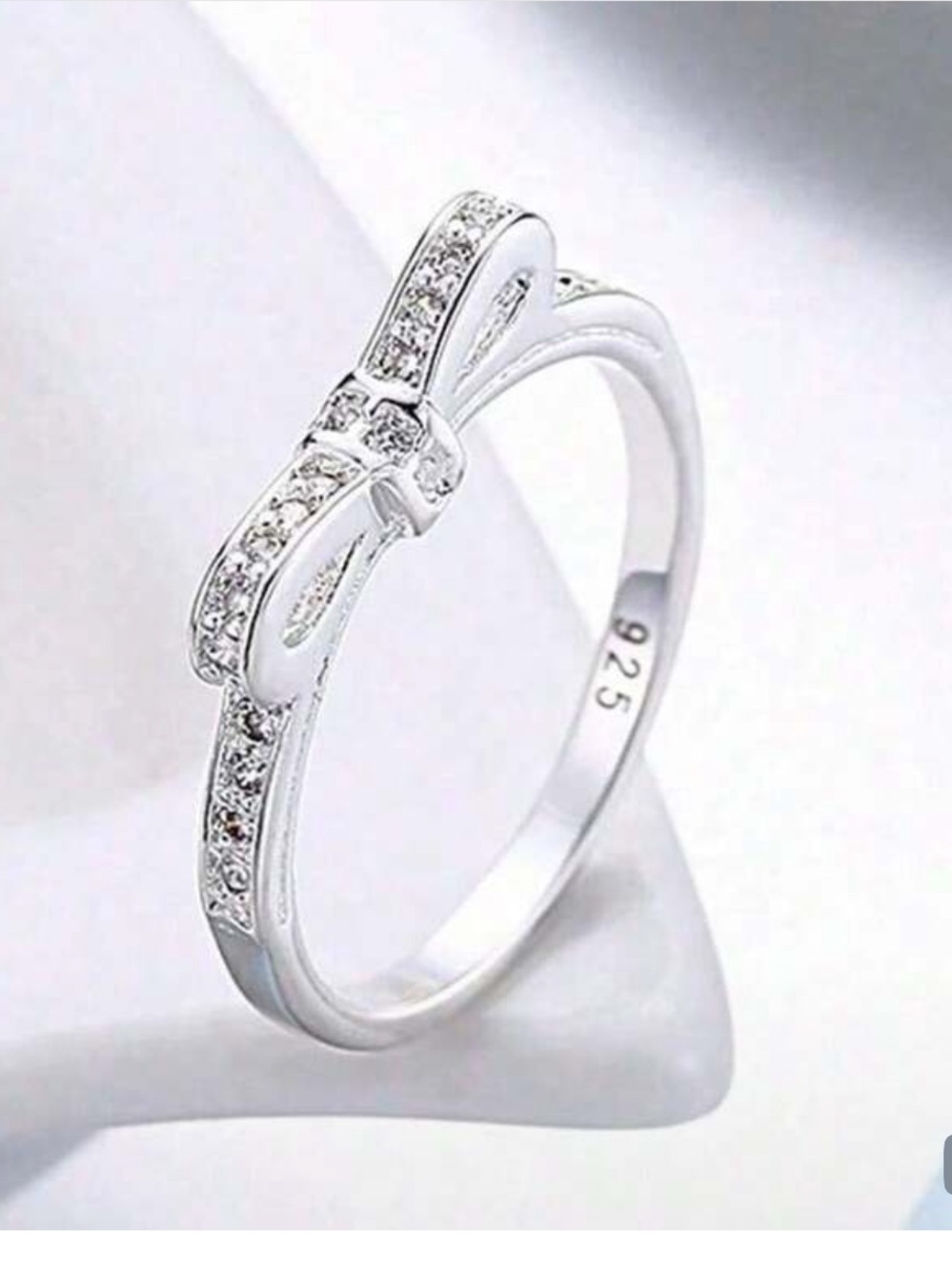 Sterling 925 Bow Ring CZ 7